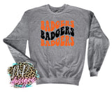 BADGERS WAVY RETRO ORANGE LONG SLEEVE/SWEATSHIRT