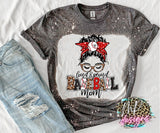 BASEBALL LOUD AND PROUD MESSY BUN BLEACHED T-SHIRT