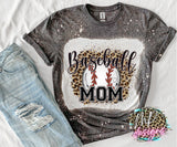 BASEBALL MOM LEOPARD FRAME BLEACHED T-SHIRT