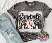 BASEBALL MOM LEOPARD BLEACHED T-SHIRT