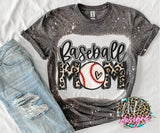 BASEBALL MOM LEOPARD BLEACHED T-SHIRT