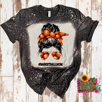 MESSY BUN #BASKETBALLMOM BLEACHED T-SHIRT
