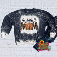 BASKETBALL MOM LEOPARD BLEACHED SWEATSHIRT