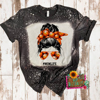 MESSY BUN BASKETBALL #MOMLIFE BLEACHED T-SHIRT