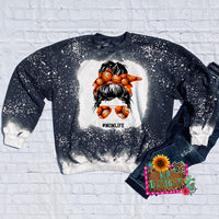 BASKETBALL #MOMLIFE MESSY BUN BLEACHED SWEATSHIRT