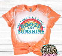 BOOZE AND SUNSHINE BLEACHED T-SHIRT