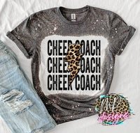 CHEER COACH LEOPARD BOLT BLEACHED T-SHIRT