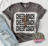 CHEER COACH LEOPARD BOLT BLEACHED T-SHIRT