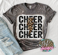 CHEER LEOPARD BOLT BLEACHED T-SHIRT