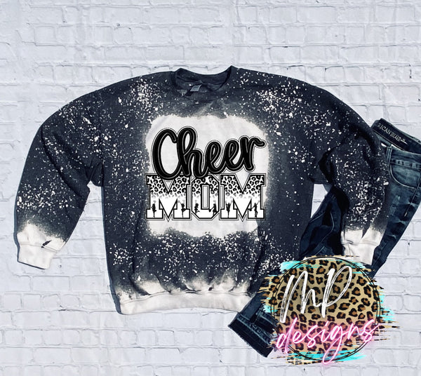 CHEER MOM BLACK-SILVER BLEACHED SWEATSHIRT