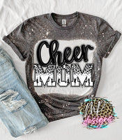 CHEER MOM BLACK-SILVER BLEACHED T-SHIRT