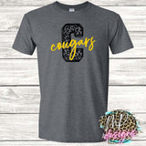 COUGARS C LEOPARD YELLOW T-SHIRT