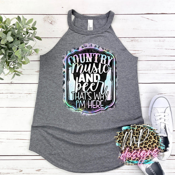 COUNTRY MUSIC AND BEER TANK TOP