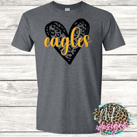 EAGLES LEOPARD HEART GOLD T-SHIRT