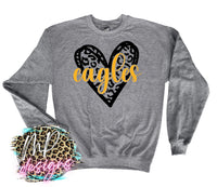 EAGLES LEOPARD HEART GOLD LONG SLEEVE/SWEATSHIRT