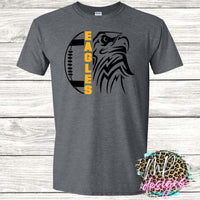 EAGLES MASCOT FOOTBALL GOLD T-SHIRT