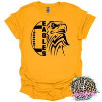 EAGLES MASCOT FOOTBALL GOLD T-SHIRT