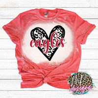 EAGLES RED LEOPARD HEART T-SHIRT