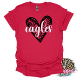 EAGLES RED LEOPARD HEART T-SHIRT