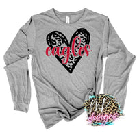 EAGLES RED LEOPARD HEART LONG SLEEVE/SWEATSHIRT