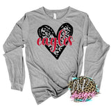 EAGLES RED LEOPARD HEART LONG SLEEVE/SWEATSHIRT