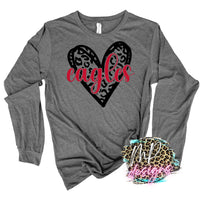 EAGLES RED LEOPARD HEART LONG SLEEVE/SWEATSHIRT