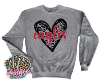 EAGLES RED LEOPARD HEART LONG SLEEVE/SWEATSHIRT