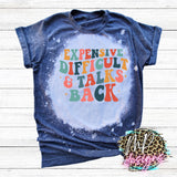 EXPENSIVE DIFFICULT TALKS BACK BLEACHED T-SHIRT