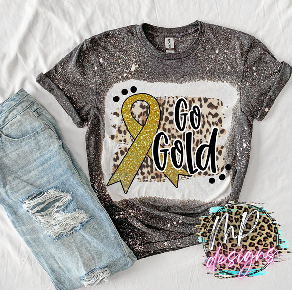 GO GOLD LEOPARD BLEACHED T-SHIRT