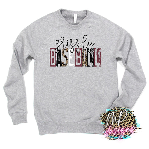 GRIZZLY BASEBALL GRUNGE SWEATSHIRT