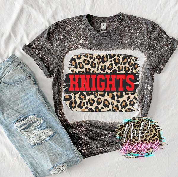 KNIGHTS LEOPARD BACKGROUND BLEACHED T-SHIRT
