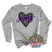 HORNETS LEOPARD HEART PURPLE LONG SLEEVE/SWEATSHIRT