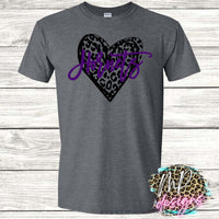 HORNETS LEOPARD HEART PURPLE T-SHIRT