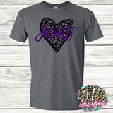 HORNETS LEOPARD HEART PURPLE T-SHIRT