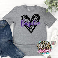 BUFFALOES LEOPARD HEART PURPLE T-SHIRT