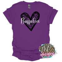 BUFFALOES LEOPARD HEART PURPLE T-SHIRT