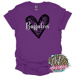 BUFFALOES LEOPARD HEART PURPLE T-SHIRT