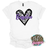 BUFFALOES LEOPARD HEART PURPLE T-SHIRT