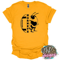 HORNETS MASCOT FOOTBALL GOLD T-SHIRT