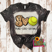 PEACE LOVE SOFTBALL GLOVE BLEACHED T-SHIRT