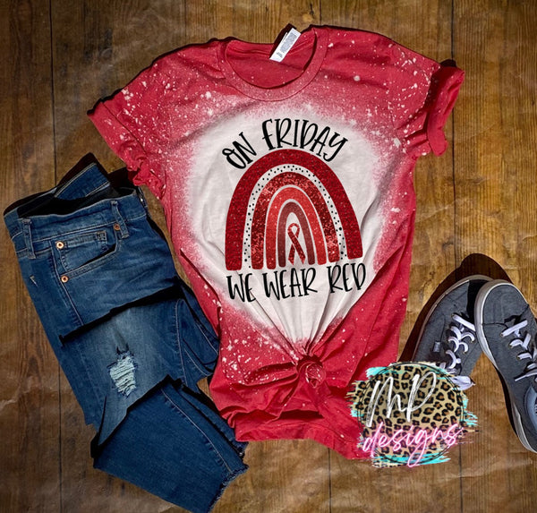 RED FRIDAY RAINBOW BLEACHED T-SHIRT