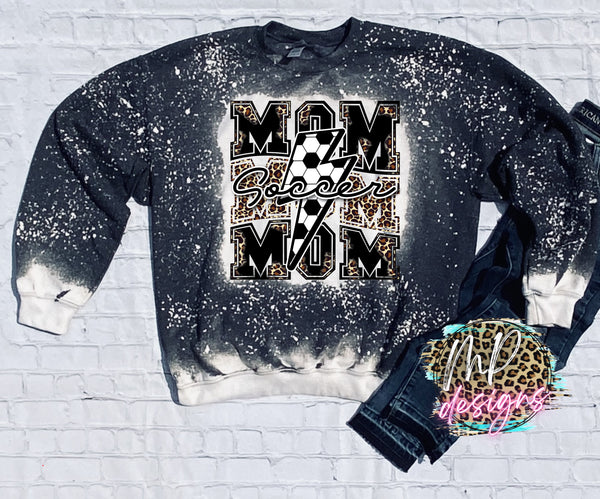 SOCCER MOM BOLT BLEACHED SWEATSHIRT