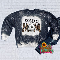 SOCCER MOM LEOPARD BLEACHED SWEATSHIRT
