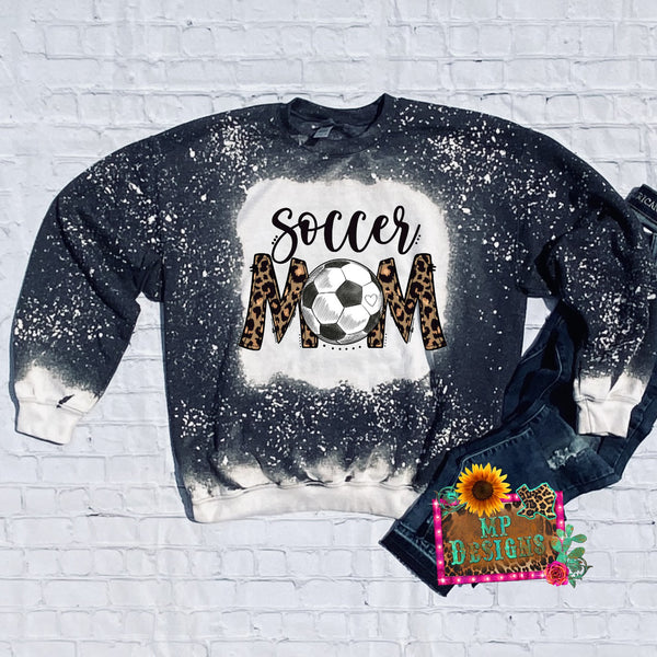 SOCCER MOM LEOPARD BLEACHED SWEATSHIRT