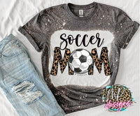SOCCER MOM LEOPARD BLEACHED T-SHIRT