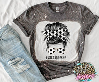 SOCCER MOM MESSY BUN BLEACHED T-SHIRT