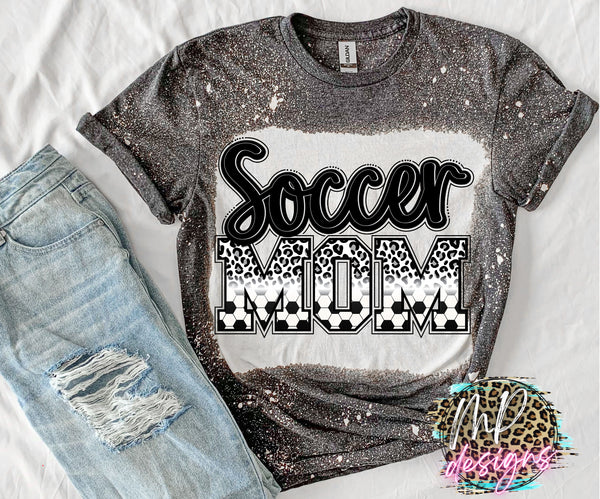 SOCCER MOM SILVER LEOPARD BLEACHED T-SHIRT