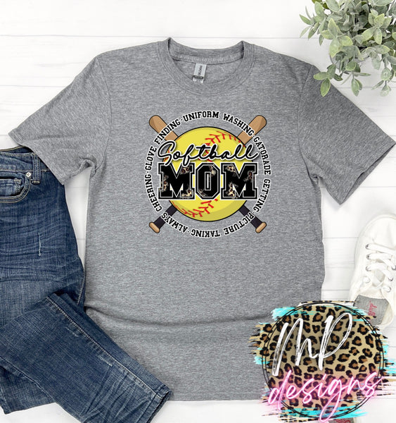 SOFTBALL MOM BATS T-SHIRT