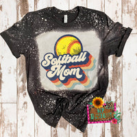 SOFTBALL MOM RETRO-VINTAGE BLEACHED T-SHIRT