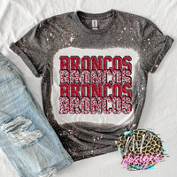 BRONCOS STACKED GLITTER RED T-SHIRT